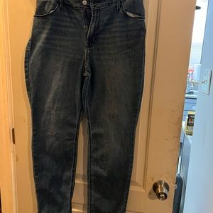 Blue jeans high rise straight with back pockets. Size 14